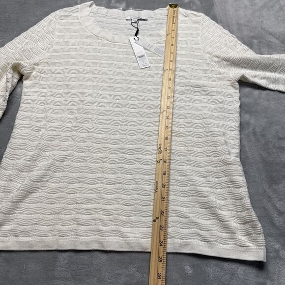 Chico’s Women’s Size 1 (Medium) Cream Textured Pullover Sweater – 3/4 Bell Sleev - Picture 5 of 11